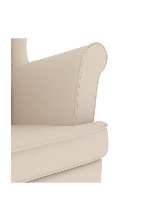 Armchair with Footstool White 74x84x100cm