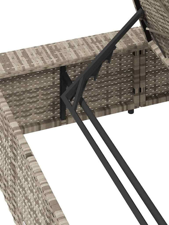 Liegestuhl Rattan mit Kissen Gray 210x100x28cm.