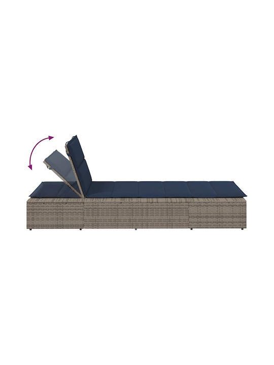 Liegestuhl Rattan mit Kissen Gray 210x100x28cm.