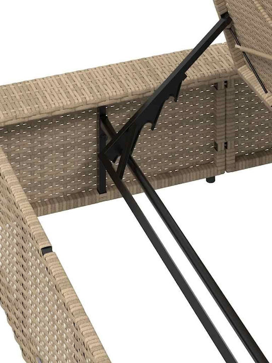 Șezlong Rattan cu Pernă Bej 210x100x28cm