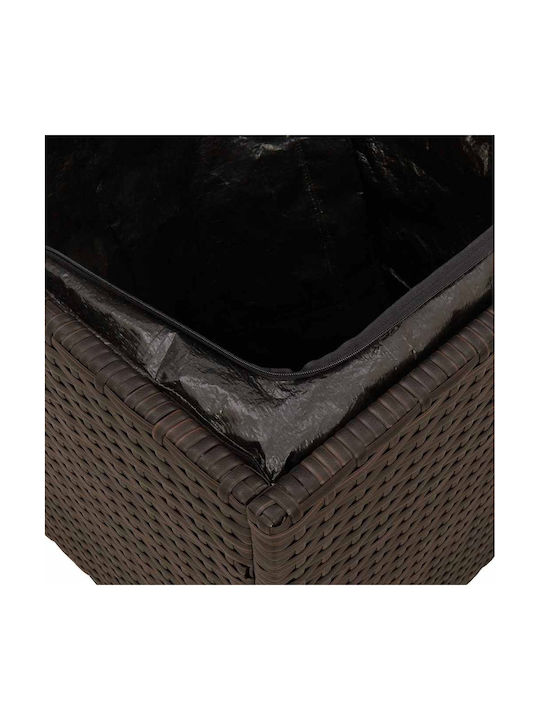 Garden Stool Cube Outdoor Rattan with Cushion Brown 2 Pieces 40x40x43cm
