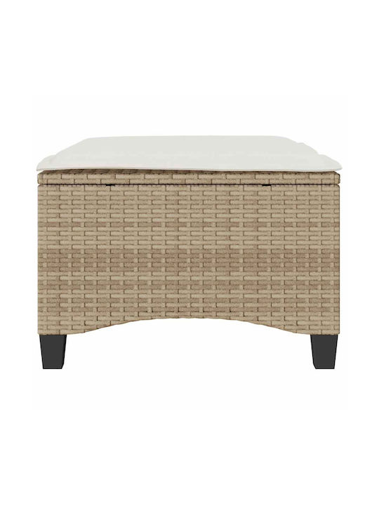 Garden Stool Cube Outdoor Rattan with Beige Cushion 2 Pieces 55x55x36cm