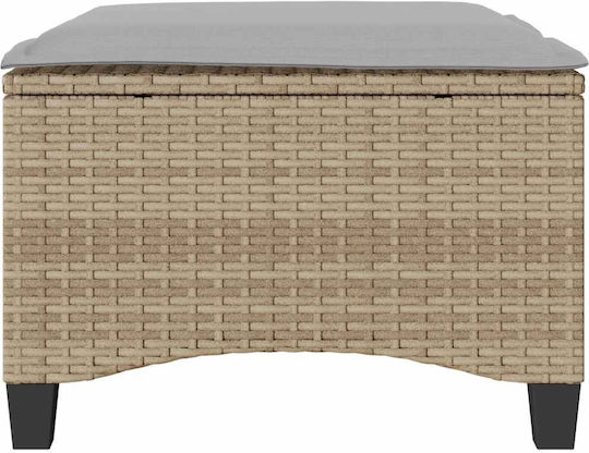 Băncuțe De Grădină Cub Pentru Exterior Rattan Cu Pernă Bej 2 Buc 55x55x36cm