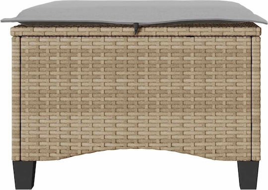 Băncuțe De Grădină Cub Pentru Exterior Rattan Cu Pernă Bej 2 Buc 55x55x36cm