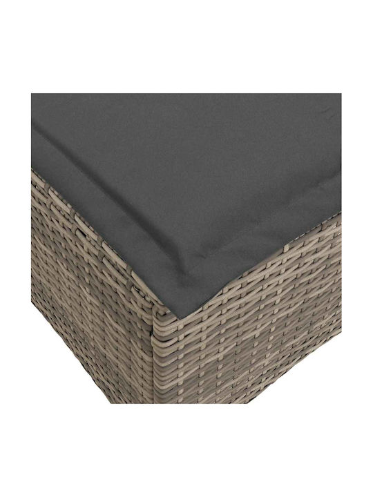 Băncuțe De Grădină Cub Pentru Exterior Rattan Cu Pernă Gri 2 Buc 55x55x36cm