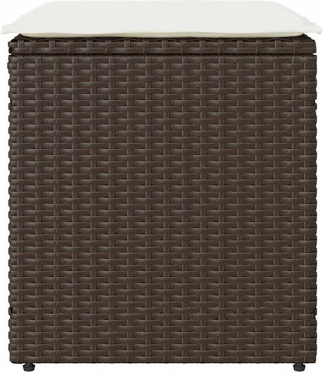 Garden Stool Cube Outdoor Rattan with Cushion Brown 2 Pieces 40x40x43cm