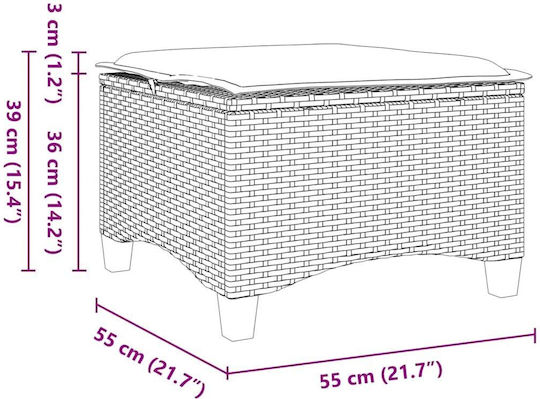 Băncuțe De Grădină Cub Pentru Exterior Rattan Cu Pernă Bej 2 Buc 55x55x36cm