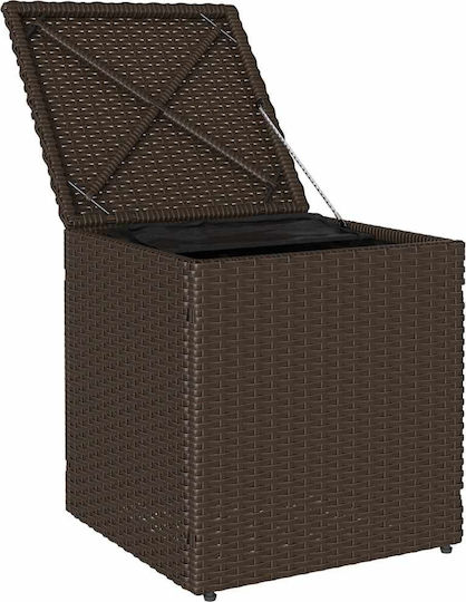 Garden Stool Cube Outdoor Rattan with Cushion Brown 2 Pieces 40x40x43cm
