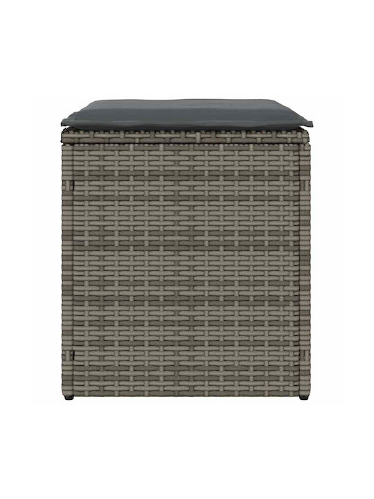 Garden Stool Cube Outdoor Rattan with Grey Cushion 2 Pieces 40x40x43cm