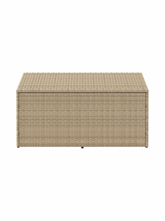 vidaXL Μπαούλο Αποθήκευσης Εξωτερικού Χώρου Rattan Μπεζ Μ110xΠ50xΥ58εκ.