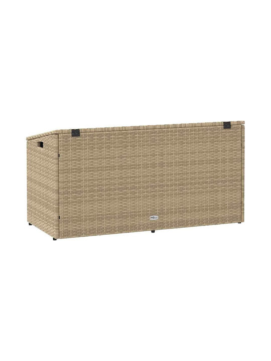 vidaXL Μπαούλο Αποθήκευσης Εξωτερικού Χώρου Rattan Μπεζ Μ110xΠ50xΥ58εκ.