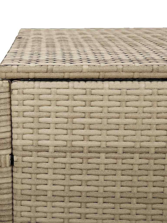 vidaXL Μπαούλο Αποθήκευσης Εξωτερικού Χώρου Rattan Μπεζ Μ110xΠ50xΥ58εκ.