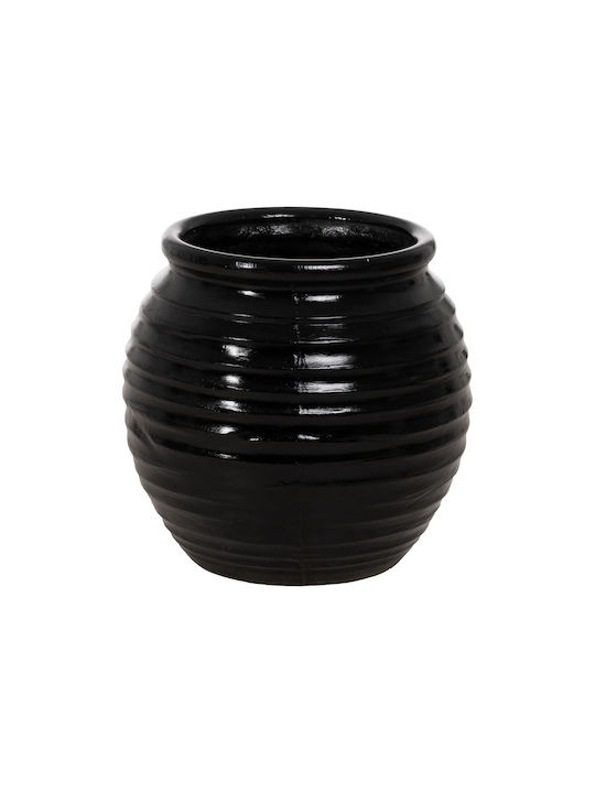 Flower Pot Black Velvet-Black Metal