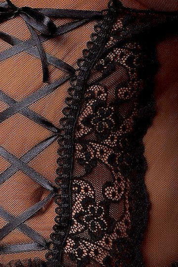 Casmir Lingerie Marcelle G-string with Corset Sexy Σετ Εσωρούχων με Δαντέλα & Ζαρτιέρες Black