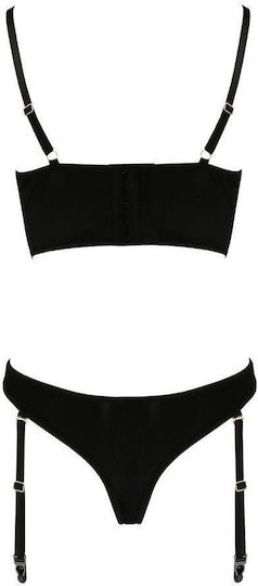 Casmir Lingerie Lara Sexy Σετ Εσωρούχων με Ζαρτιέρες Μαύρο 2τμχ