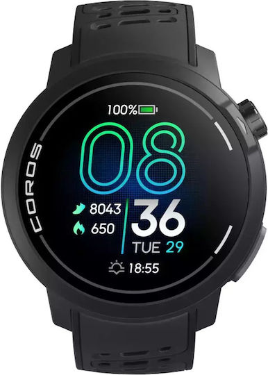 Coros Pace Pro GPS 46mm Smartwatch with Heart Rate Monitor (Black)