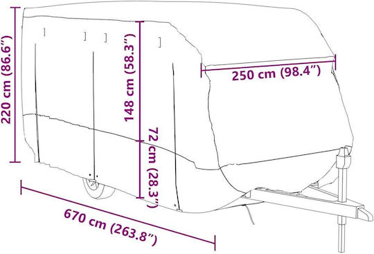 vidaXL Covers 670x250x220cm Waterproof Secured with Straps