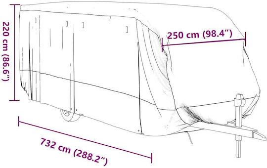vidaXL Covers 732x250x220cm Waterproof Secured with Straps