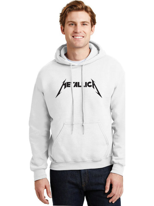 Hoodie Metallica Logo Art Rock Avenue White Hoodie Metallica Logo Art Rock Avenue White