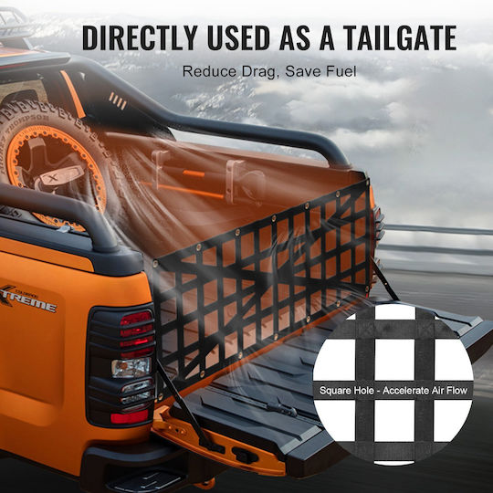 Vevor Δίχτυ Πίσω Πόρτας Pickup Truck 54" X 18" Ρυθμιζόμενο Σχέδιο Σταυρού