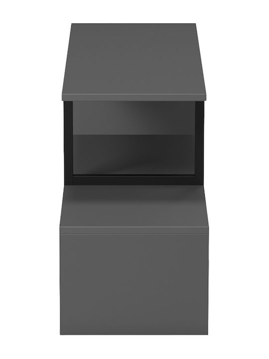 TV Stand Lilant from Metal & Wood Grey Shade - Black Metal L110xW30xH45cm