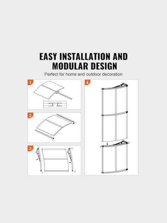 Vevor Polycarbonate Door / Window Canopy Roof P203.2xW101.6cm