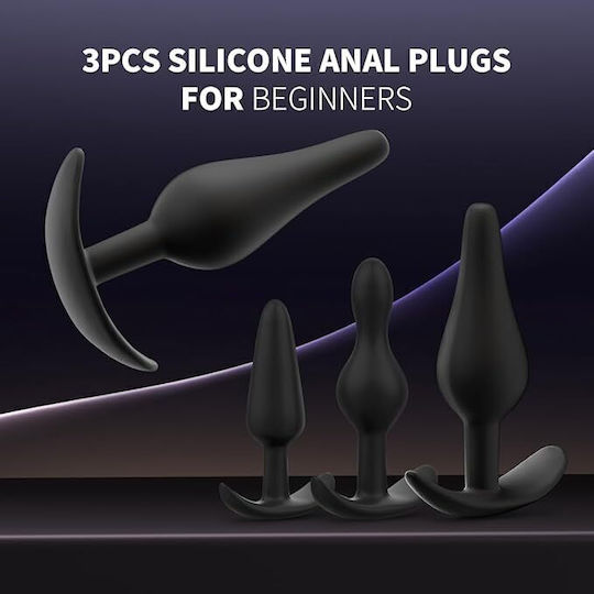 SMD For Beginners Anal Plugs (S / M / L ) Set Black 3pcs