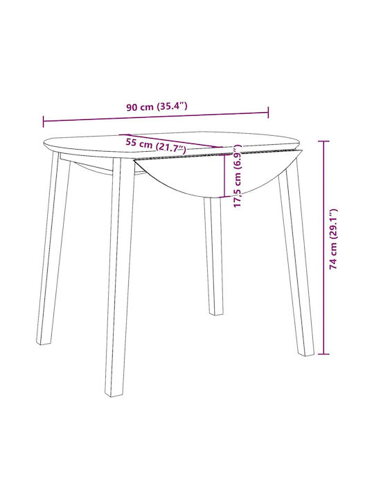 Table Dining Room from Solid Wood White 90x55x74cm