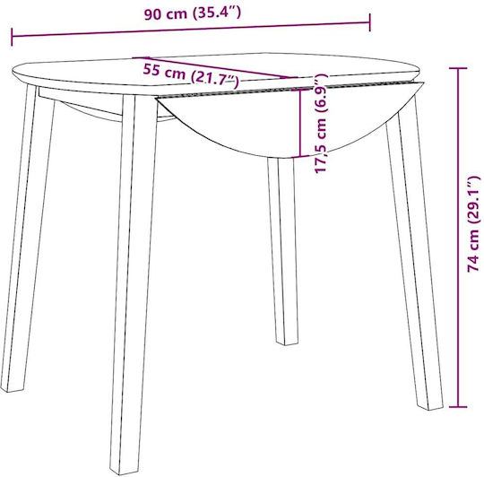 Table Dining Room from Solid Wood Coffee 90x55x74cm
