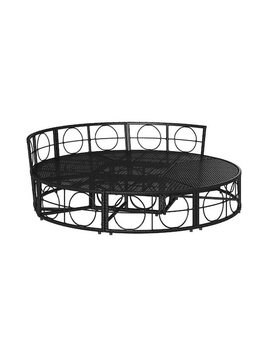 Pat de lounge pentru exterior fără baldachin negru din ratan sintetic negru 160 x 50 x 3,8 cm