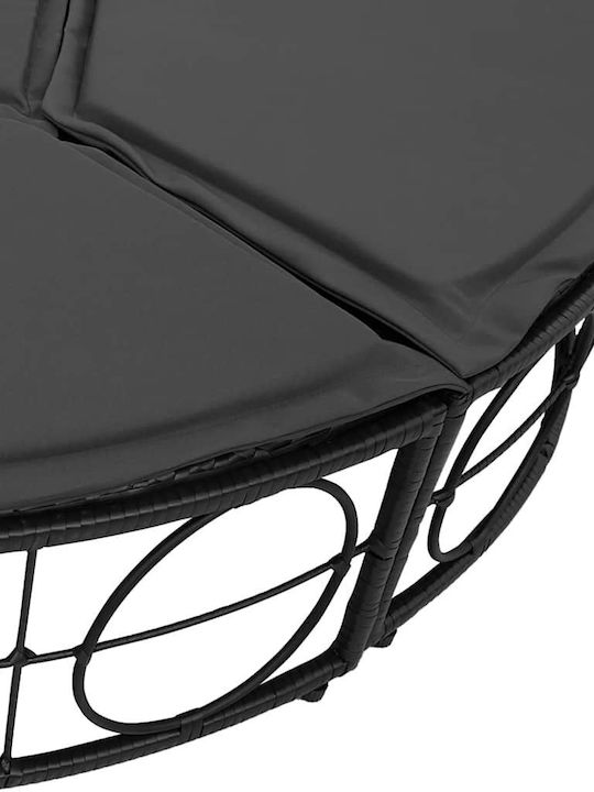Pat de lounge pentru exterior fără baldachin negru din ratan sintetic negru 160 x 50 x 3,8 cm