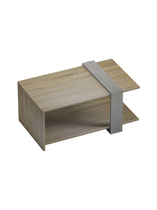 Rectangular Central Coffee Table Masasi Made of Solid Wood Sonoma Grey Cement W80xL50xH35cm