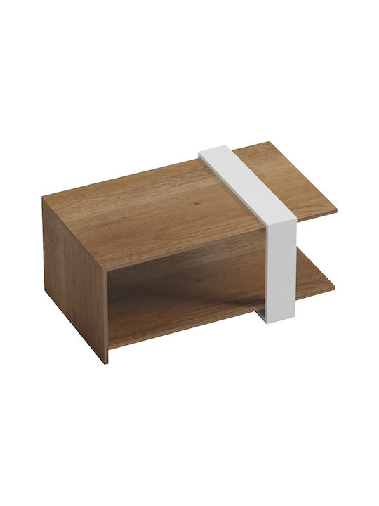 Rectangular Coffee Table Masasi from Solid Wood Natural-White Shade L80xW50xH35cm.