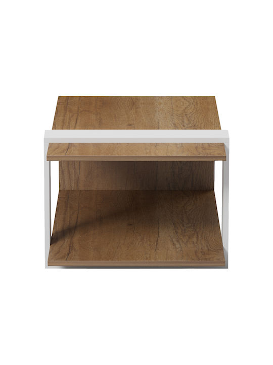 Rectangular Coffee Table Masasi from Solid Wood Natural-White Shade L80xW50xH35cm.