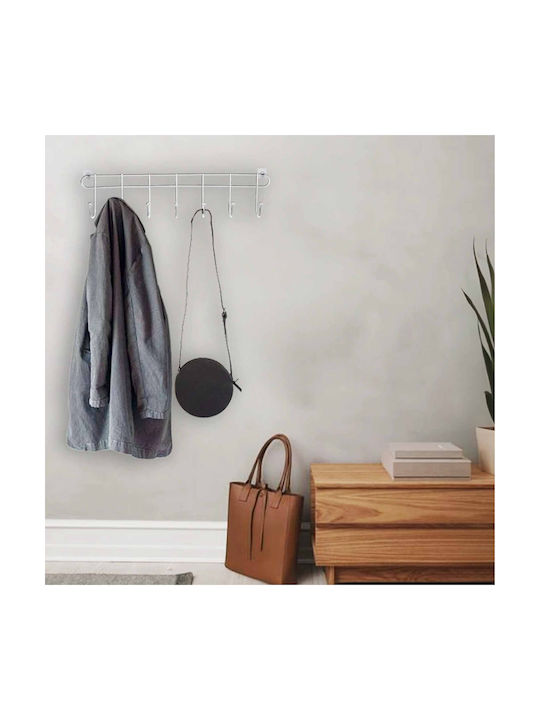 Uncle George Wall Hanger Metal 7 Hooks White 46x10x10cm