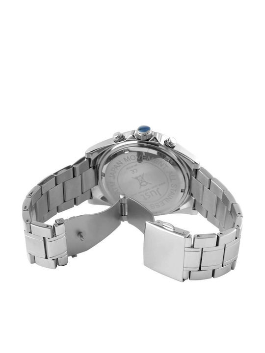 Just Watch Ανδρικό Ρολόι 22mm Χρονογράφος Μπαταρίας με Ασημί Μεταλλικό Μπρασελέ