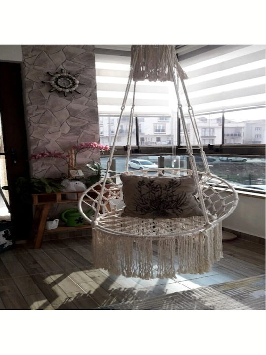 Femmit Αιώρα Χειροποίητη Πλεκτή Macrame, 60x80 Cm Εκρού, από 100% Βαμβακερό Νήμα