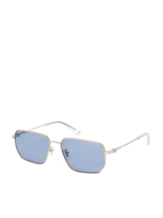 Police Sunglasses with Gold Metal Frame and Blue Lens PLN40 0544