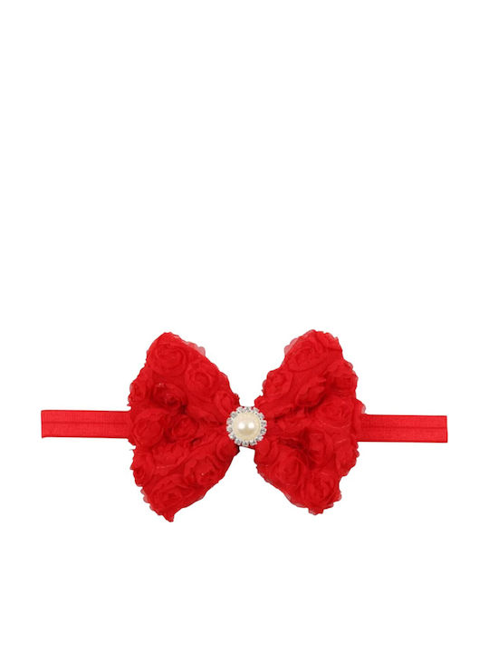 Official Elastic Unique Headband Rich Little Roses Impressive Shiny Pearl Rhinestones Red