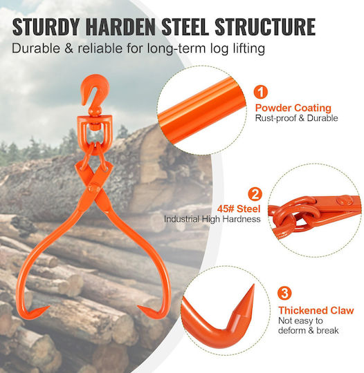 Vevor 18-Inch Skidding Tongs 2 Heavy-Duty Log Lifting Tongs Rotating Steel Skidding Tong 772 lbs/350 kg Load Capacity Log Lifting Handling Pulling Transport Tool