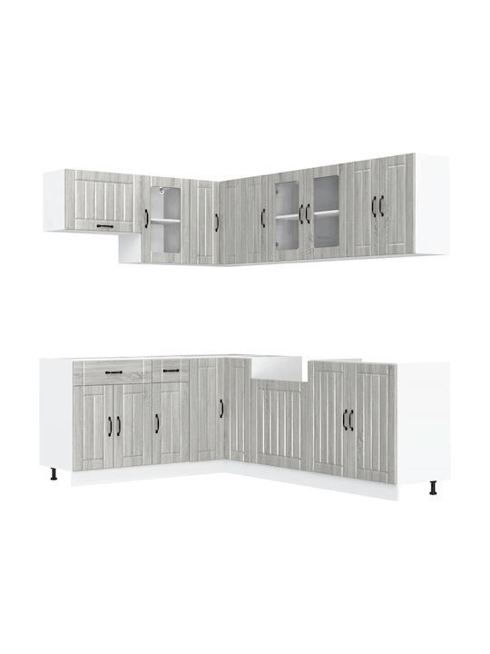 Lucca Kitchen Cabinet Set Wall & Floor Gray Sonoma