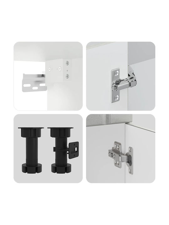 Lucca Kitchen Cabinet Set Wall & Floor with Countertop Grey Concrete 342x46x141.5cm