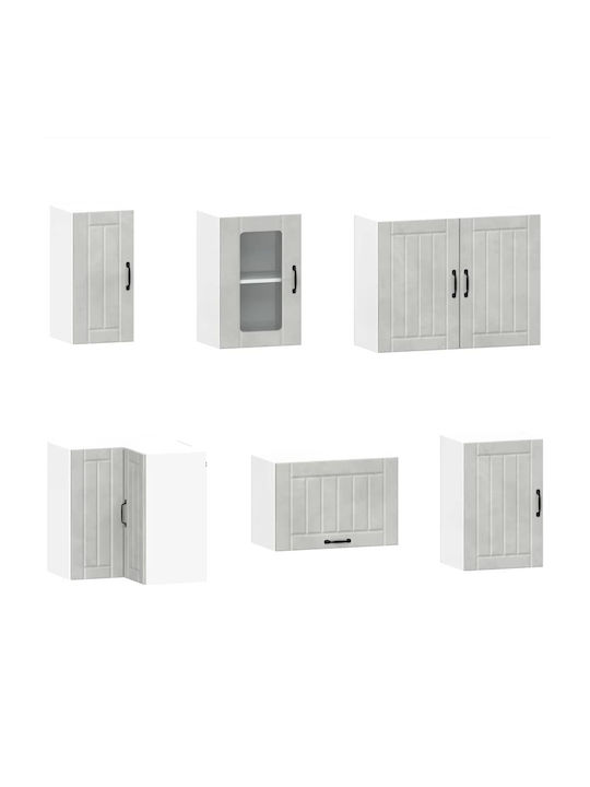 Lucca Kitchen Cabinet Set Wall & Floor with Countertop Grey Concrete 301x46x141.5cm