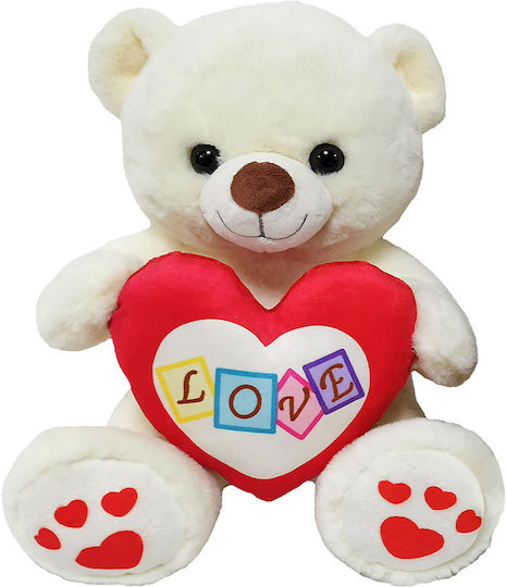 ToyMarkt Plush Bear with Heart Two-tone Ecru for 3+ Years 30 cm