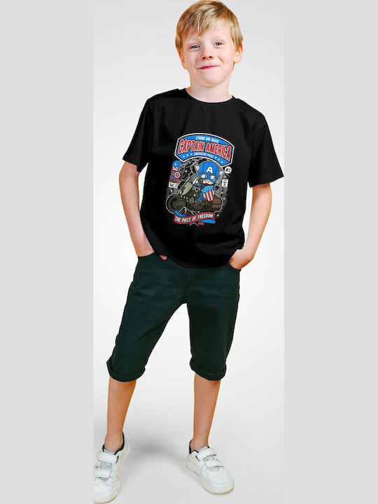 Kids Top Black Captain America Motorcycle