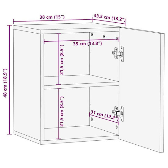 Wall-Mounted Bathroom Cabinet Brown 38x33.5x48 Cm Solid Mango Wood Brown