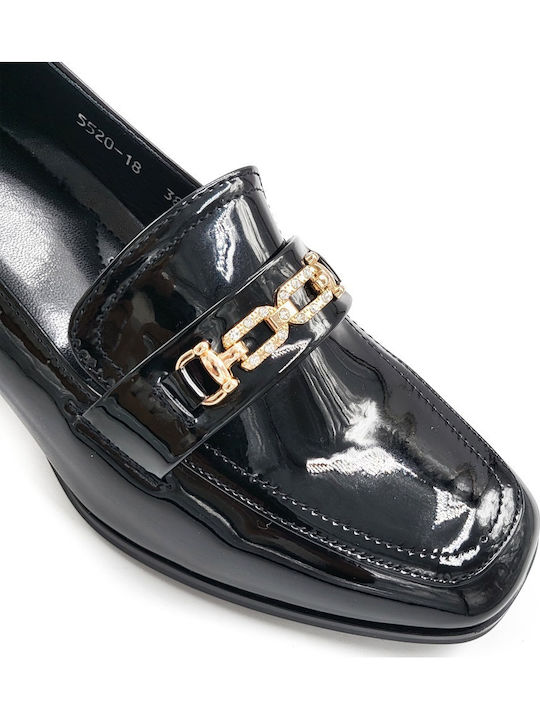 Patent Leather Women's Loafers in Black Color