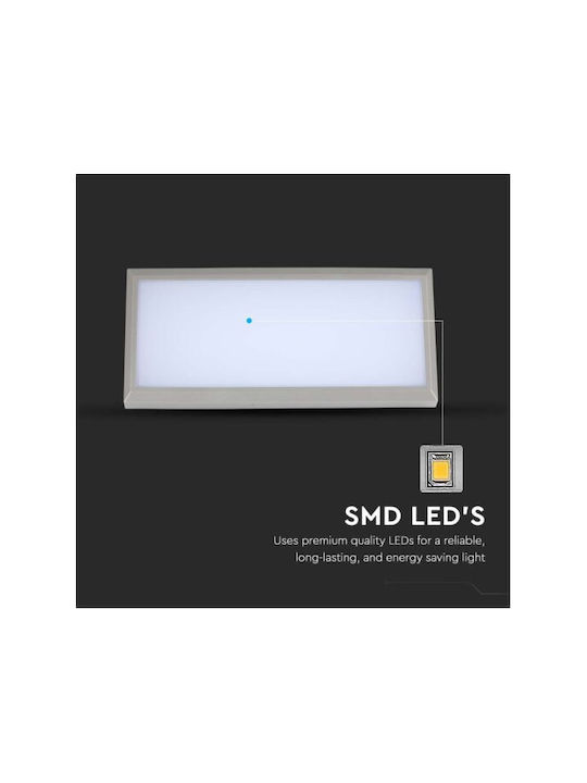 V-TAC Wall-Mounted Outdoor Ceiling Light LED IP65 12W with Warm White Light 26.5x12x8.1εκ.