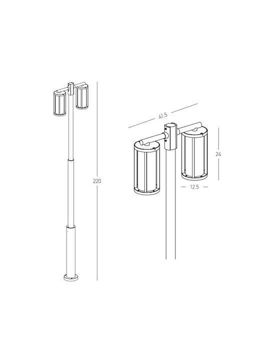 Zambelis Lights Lamp Post Outdoor for Socket E27 Black