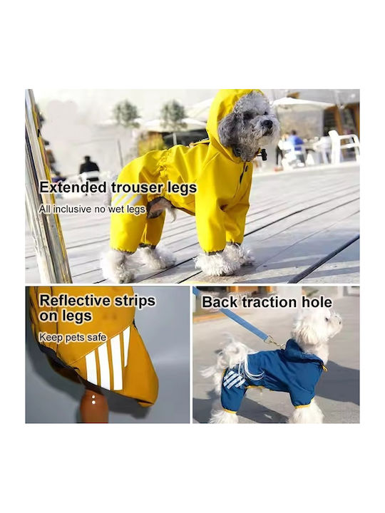 Blue Waterproof Dog Coat with Hood